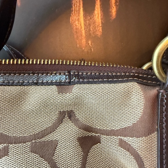 Coach Signature Stripe Brown Satchel - Picture 6 of 11